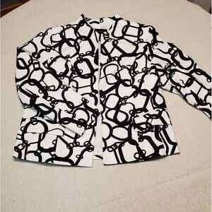 Investments Petite Black and White Chain Open Front Jacket is Size 14P